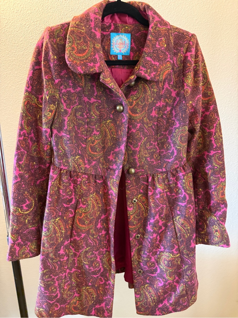Plenty by Tracy Reese Pink Paisley Button-Front Trench Coat